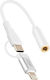 Adaptor Audio Linq Jack 3.5mm Femelă La Lightning Usb C Mascul Alb