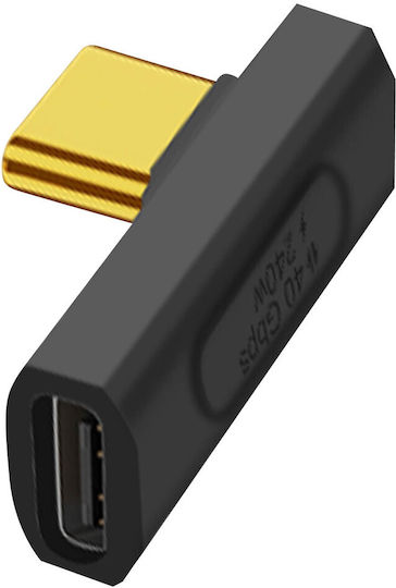 Horizontal 90° Angled Usb-c Male To Female Adapter 240w Sync 40gbps Video 8k