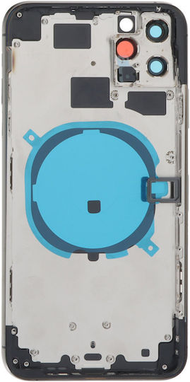 Apple iPhone 11 Pro Max Mittlerer Rahmen Batterietür Rückseite Bezel + Kleine Teile Schwarzes Logo Oem