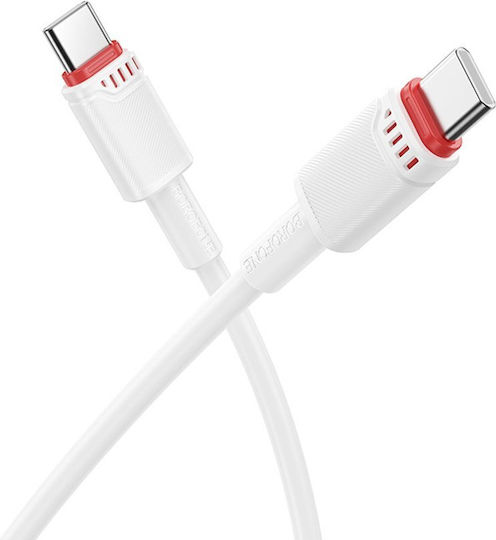 Borofone USB 2.0 Cable USB-C male - USB-C 60W Λευκό 1m tt101625