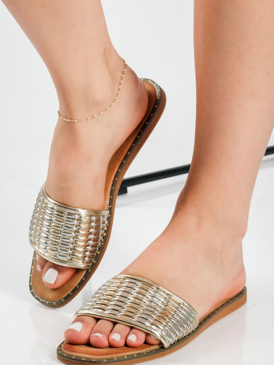 The Shoemart Women's Flat Sandals in Gold Color