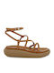 Δερμάτινα Γυναικεία Σανδάλια Flatforms Ταμπά