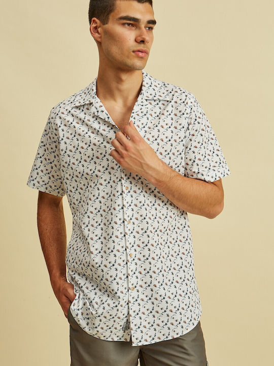 Dors Short-sleeved Cotton Shirt Floral Khaki