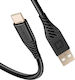 Swissten USB To USB-C 60W Силиконов Анти-Сплит Кабел Черен