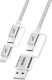 Akashi 4-in-1 Usb-c + Lightning Cable Apple Carplay Android Auto Compatible Grey