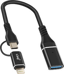 Linq Otg Usb-zu-Lightning Usb-C Adapter Schneller Datentransfer Schwarz