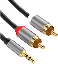 Avizar Audio Klinkenkabel 3,5mm Zu 2x RCA Doppelabschirmung 3m Schwarz