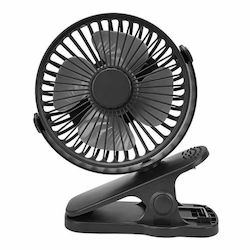 Siks Ventilator Portabil Cu Clip Pentru Birou Lounge Scaun Cărucior Reîncărcabil Baterie Usb Diametru 11 Cm 3 Viteze Negru