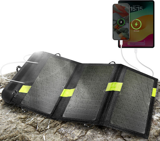 Avizar Încărcător Solar Pliabil 20W Impermeabil cu Dublu USB pentru Exterior Negru