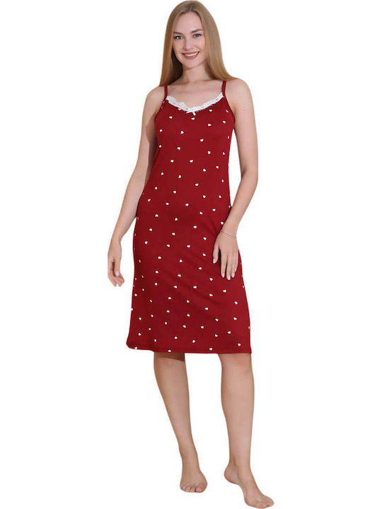 Boyraz Summer Women's Nightdress Burgundy