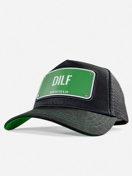 Dilf Schwarzes Jockey Cap mit Metallischem Patch John Hatter & Co
