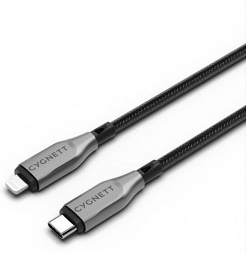 Cygnett Cable Lightning To Usb-c 30w Series Armoured Charge Synchronization 1m Black