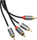 Avizar Audio Kabel 2x RCA-Stecker Zu 2x RCA-Stecker Doppelabschirmung Goldbeschichtete Anschlüsse 1,5m Schwarze