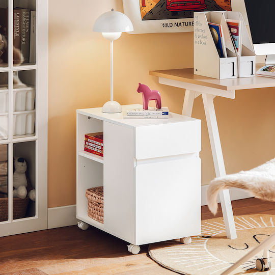 Шкаф за Бюро от MDF с Колелца Бял 58x59x35см