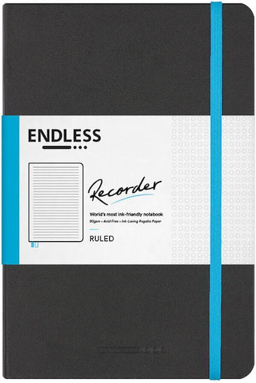 Endless Notebook A5 94 Sheets Ruled with Hard Cover and Black Rubber Band