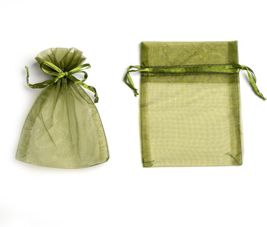Πουγγί Οργάντζας Κορδελίτσα 14cm X 11.5cm Σετ 10τεμ Pouoxxxx-140114 Λαδί