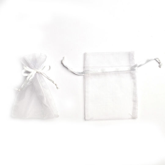 Organza Pouch With Strap 10cm X 7.5cm Set Of 10 Pieces Pouoxxxx-100075 White