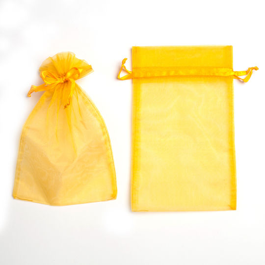 Organza Pouch Strap 23cm X 15cm Set 10pcs Pouoxxxx-225145 Yellow