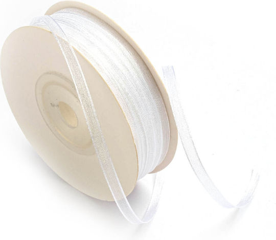 Κορδέλα Οργάντζα Soft Λεπτή Ούγια 3mm 50m Orgxxxxx-xx3x50 Λευκό
