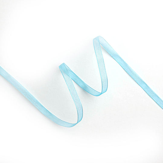 Organza Ribbon Soft Thin Edge 7mm 50m Orgxxxxx-xx7x50 Sky Blue