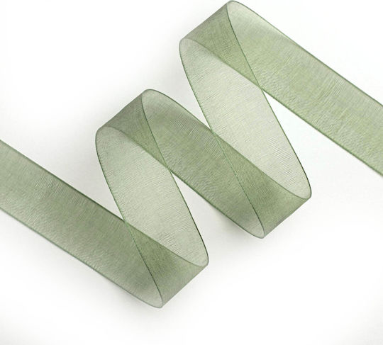 Bandă Organza Soft Subțire Ougía 25mm 50m Orgxxxxx-xx25x50 Verde Măsliniu