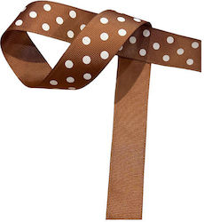 Kyriacou Gros Polka Dot Ribbon 25mmx25m Brown White Jgroxx11dotb-x25x50-9001xx