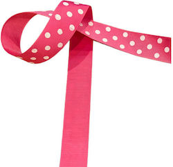 Kyriacou Gros Polka Dot Ribbon 25mmx25m Fuchsia White Jgroxx11dotb-x25x50-2401xx