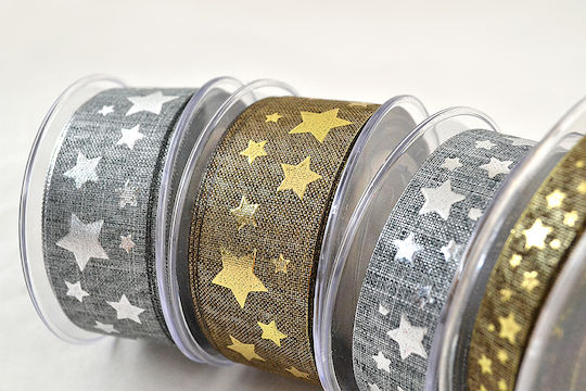 Star Christmas Ribbon Gold 1pc