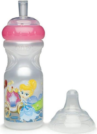Nuby Princess Kids Water Bottle Silicone with Straw Pink 300ml