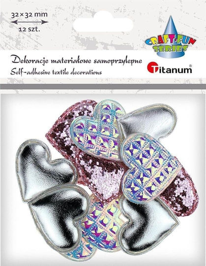 Titanum Διακοσμητικό Αυτοκόλλητο για DIY Κατασκευές Ροζ 12τμχ 3.2x2.9εκ.