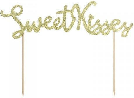 Hochzeitstorten-Topper Gold Glitzer Sweet Kisses
