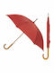 Rain Umbrella Automatic Wooden Stick 16 Ribs 110x94 cm Dark Red Solid