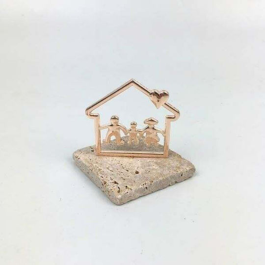 Οικογενεια Μεταλλικη Φυσικο Βοτσαλο 5.5x5.5x6cm Ροζ Χρυσο