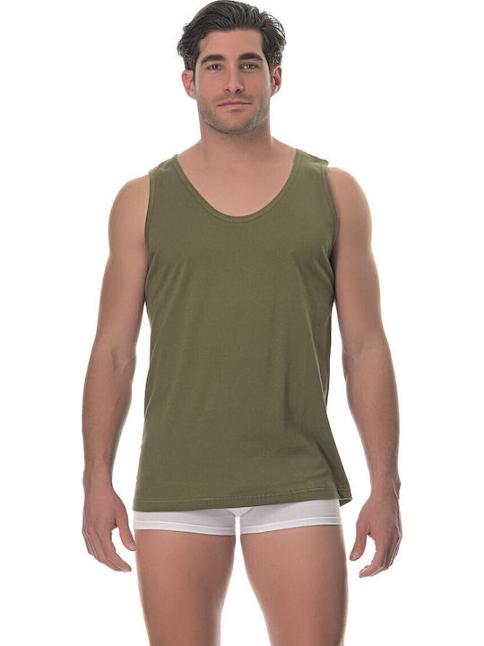 Tricouri de Corp Pentru Bărbați Fără Mâneci Croială Largă Lido Underwear Khaki 100% Bumbac