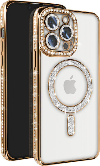 Avizar Diamond Case for iPhone 13 Pro Magsafe Contour with Strass Gold