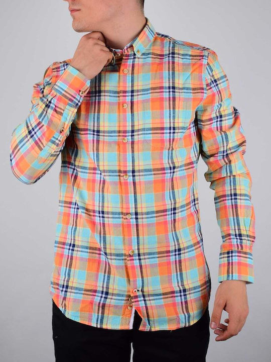 Colours & Sons Herrenhemden Geprüft Langärmelig Peach Casual Fit