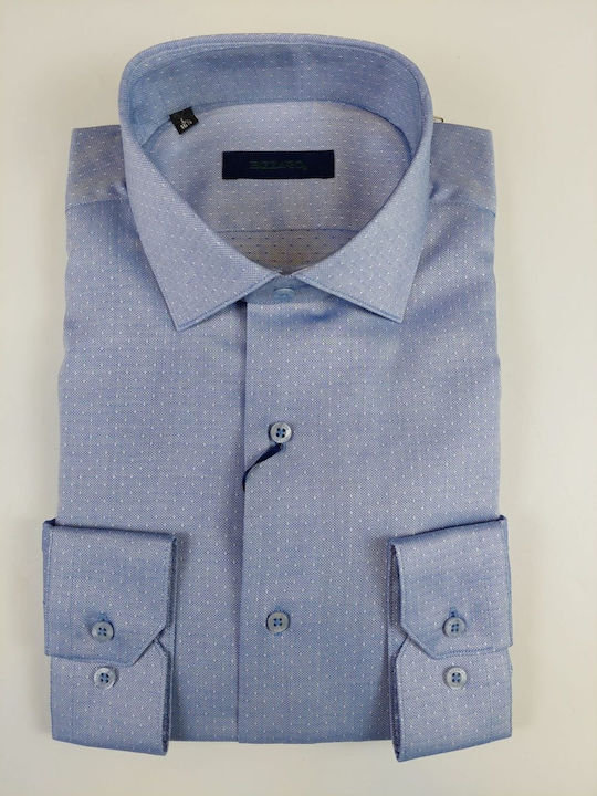 Long Sleeve Micro Polka Dot Sky Blue Regular Fit Shirt Bz2128020/cl 3