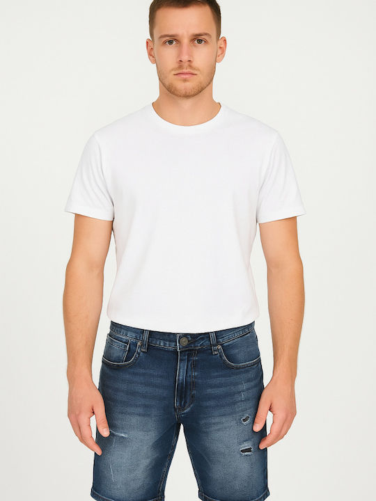 Luciano Faketti Denim Stretch Effect Blue Shorts