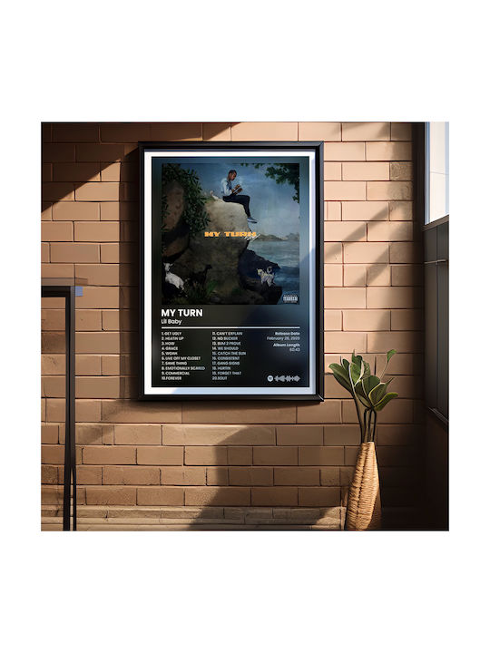 Music Poster Lil Baby My Turn Ms128 21cm X 30cm Λευκό Κάδρο Pvc