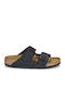 Arizona Leo Δερμάτινα Γυναικεία Σανδάλια Μαύρα Narrow Fit