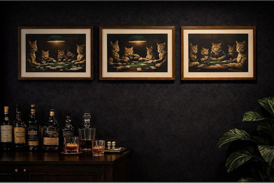 Atmosphera Cats Poker Frame on Canvas 30x40cm
