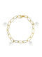 Art d or Women's Chain Bracelet in 14K Gold with Pearls 18.5cm