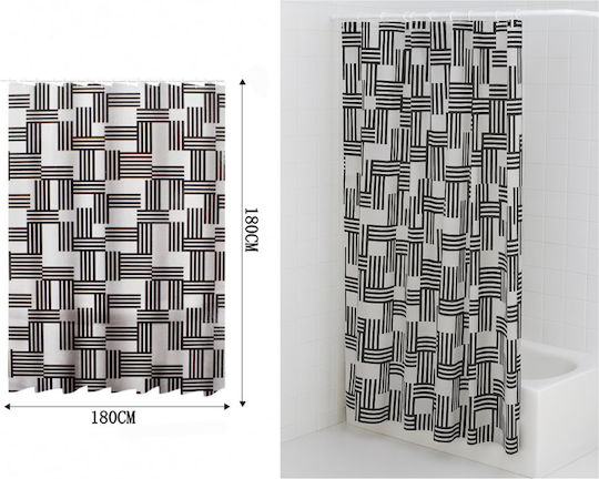 Galifas Perdea de Baie 180x180cm White-black