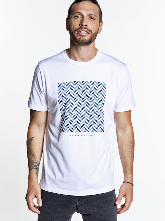 Santana Τύπωμα Mosaic T-shirt Λευκό