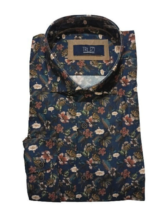 Long-Sleeve Narrow-Fit Shirt Navy Blue