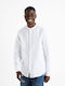 Langärmlig Leinen Hemd White