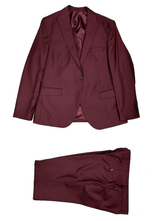 Men's Suit with Vest Bordeaux/Wine
