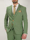 Men's Summer Suit with Vest Regular Fit Green