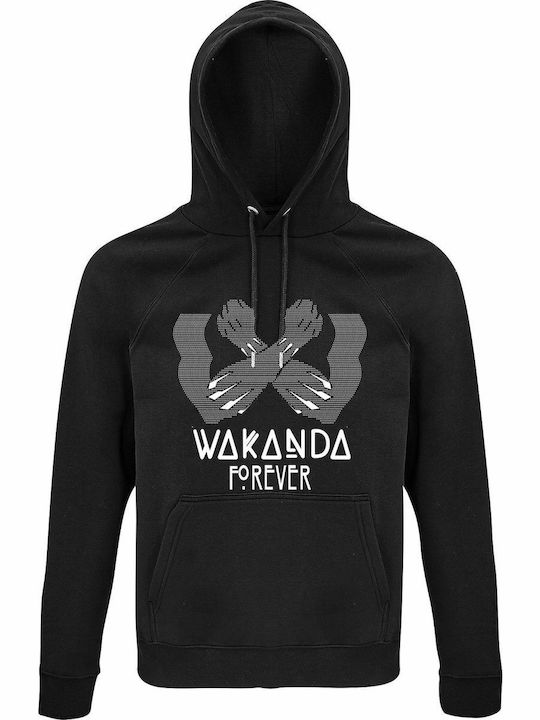 Hoodie Unisex Organic " Wakanda Forever Marvel Black Panther " Black
