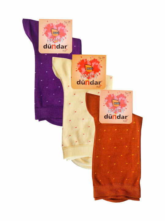 Dundar Damen Gemusterte Socken TERRACOTTA / YELLOW / PURPLE 3Pack